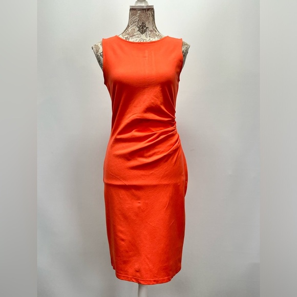 KENNETH COLE Orange ruched waist sheath dress size 6. - Picture 5 of 15